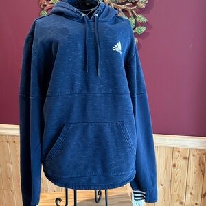 Adidas Men's Blue Hoodie with White Emblem